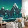 Pixel Art Snowy Mountains And Trees Wallpaper, Pixelated Mountain Peaks Peel & Stick Wall Mural