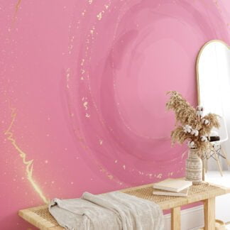 Large Pink Wallpaper With a Centered Circle Design, Abstract Cosmic Pink Swirl Peel & Stick Wall Mural