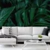 Large Dark Green Tropical Leaves Wallpaper, Lush Botanical Peel & Stick Wall Mural