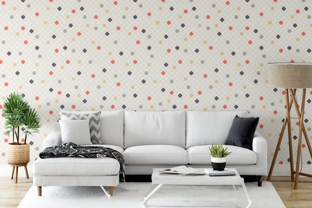 Vintage Style Rhombus Pattern Wallpaper, Modern Geometric Harmony Peel & Stick Wall Mural