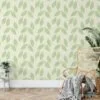 Abstract Green Leaves Illustration Wallpaper, Leaf Harmony Design Peel & Stick Wall Mural