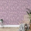 Flat Art Fall Leaves Illustration Wallpaper, Pastel Botanical Elegant Peel & Stick Wall Mural