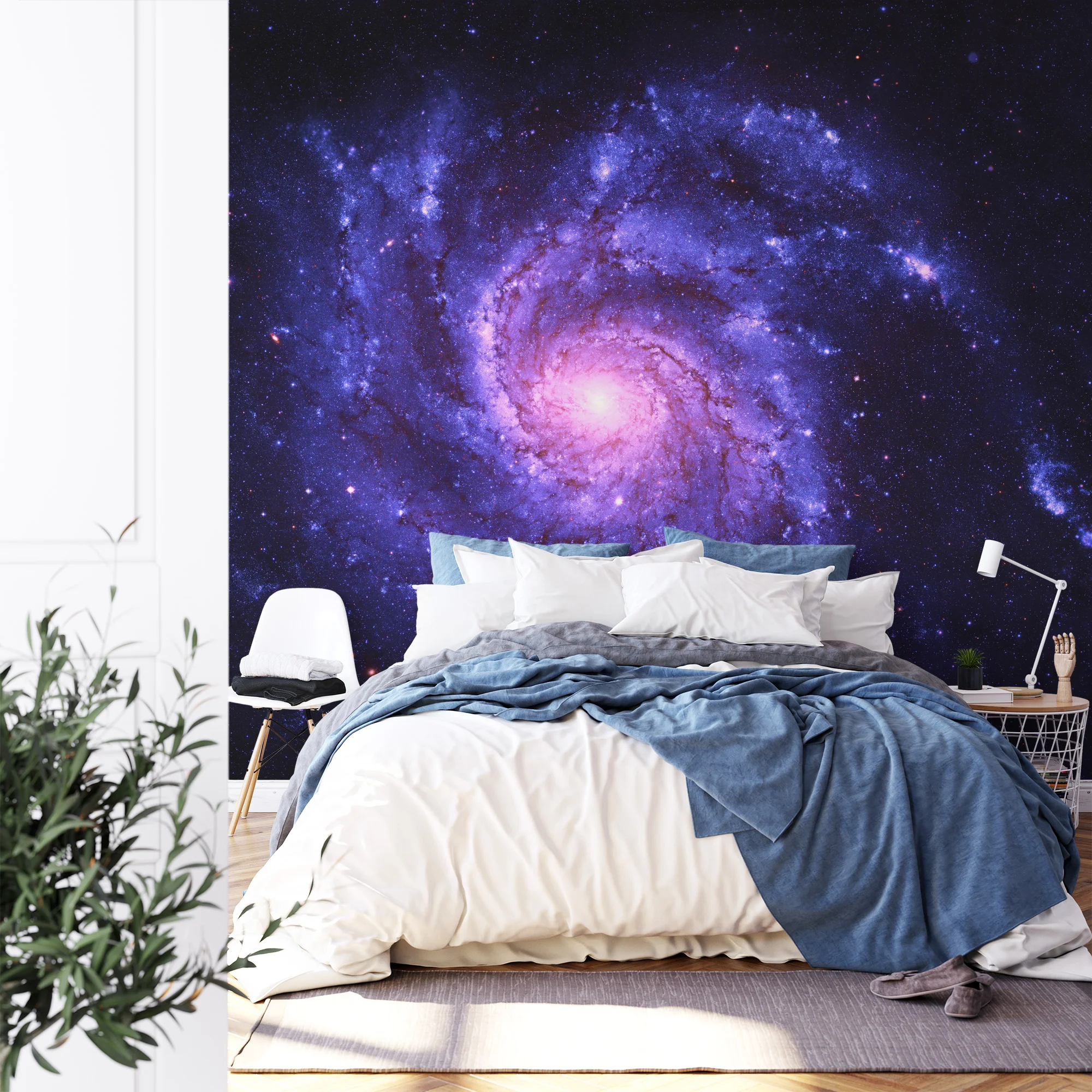 Purple Space Milky Way Wallpaper, Majestic Galaxy Spiral Peel & Stick Wall Mural - Image 5
