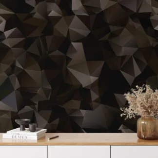 Dark Geometric Shapes Pattern Wallpaper, Abstract Brown & Black Design Peel & Stick Wall Mural