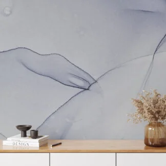 Indigo Blue Alcohol Ink Art Marble Wallpaper, Icy Blue Marble Peel & Stick Wall Mural