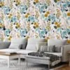 Abstract Flat Art botanical Illustration Wallpaper, Elegant Nature-Inspired Contemporary Decor Peel & Stick Wall Mural