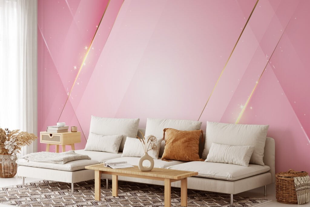 Abstract Modern Pink Shades With A Spark Wallpaper, Geometric Luxury Peel & Stick Wall Mural