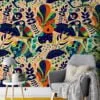 Colorful Folk Art Illustration With Toucans Kangaroos And Koalas Wallpaper, Abstract Jungle Animals Peel & Stick Wall Mural