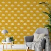 Yellow Boho Pattern Illustration Wallpaper, Chic Sunny Arches Peel & Stick Wall Mural