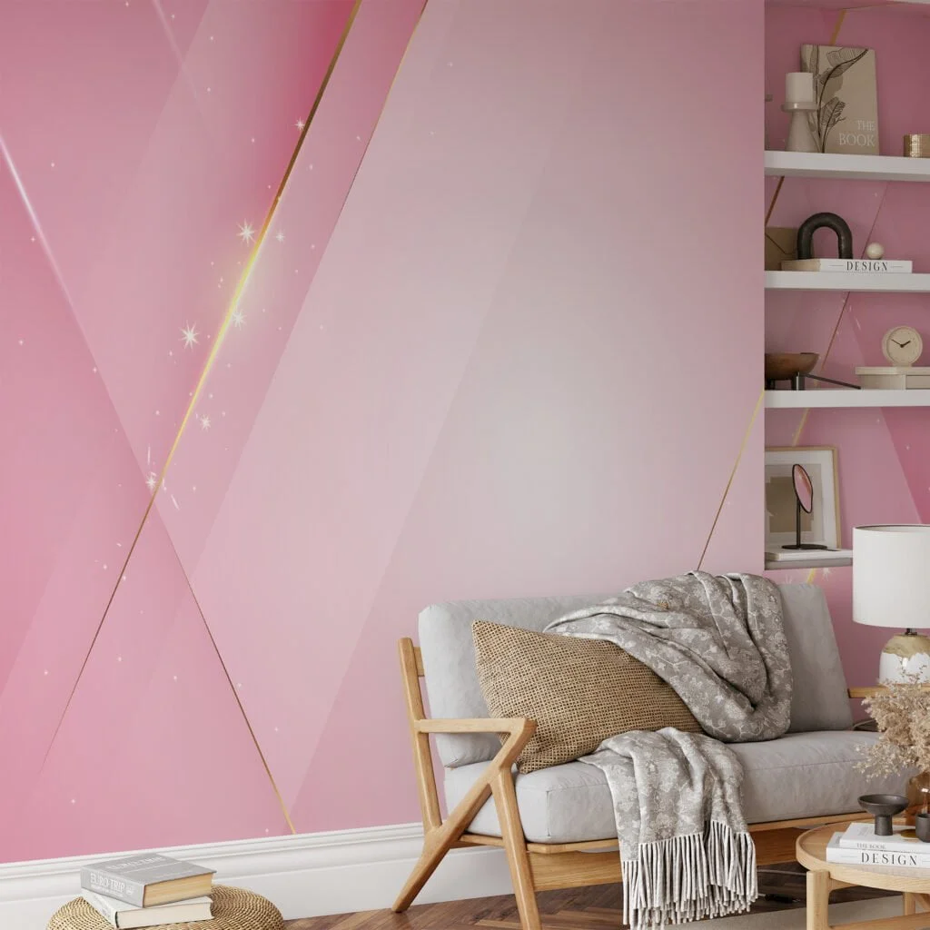 Abstract Modern Pink Shades With A Spark Wallpaper, Geometric Luxury Peel & Stick Wall Mural