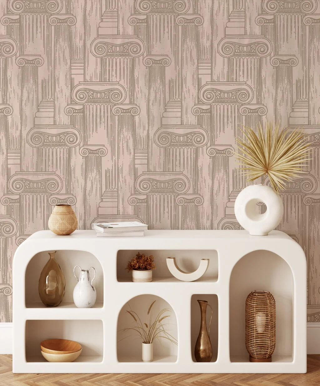 Greek Wall Texture Illustration Wallpaper, Retro Column Pattern Peel & Stick Wall Mural