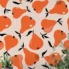 Simple Orange Pears Pattern Illustration Wallpaper, Abstract Autumn Pears Peel & Stick Wall Mural