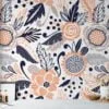 Abstract Floral Flat Art Style Wallpaper, Modern Nature Design Peel & Stick Wall Mural