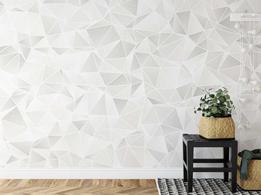 Geometric White And Grey Triangles Wallpaper, 3D Modern Luxe Peel & Stick Wall Mural