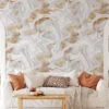 Abstract White And Gold Swirls Wallpaper, Luxe Marble Peel & Stick Wall Mural