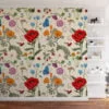 Floral Illustration With Bugs Wallpaper, Vintage Garden Symphony Peel & Stick Wall Mural