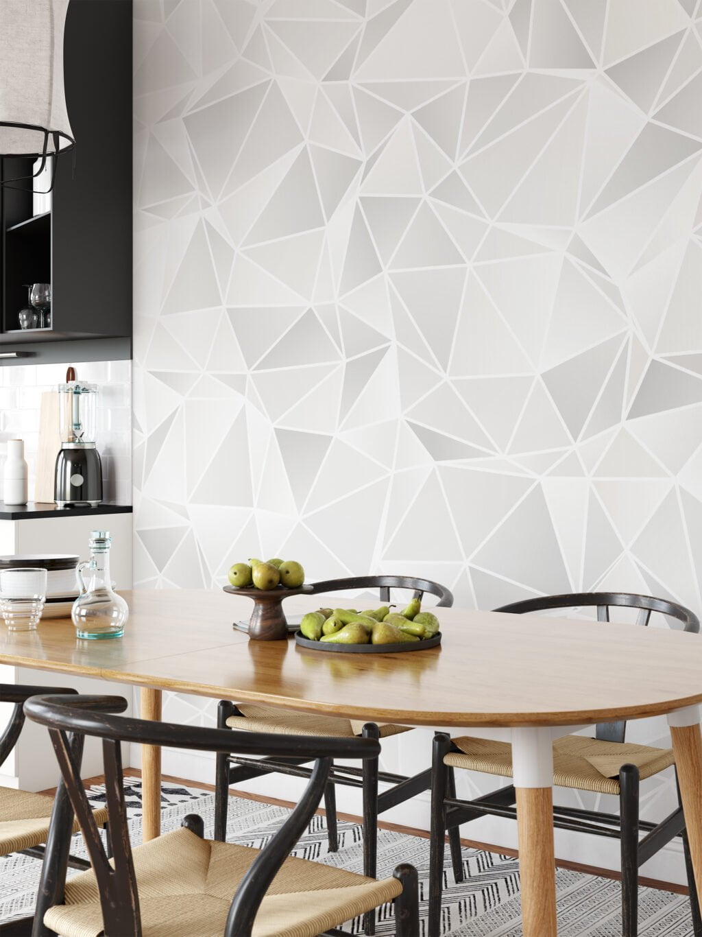 Geometric White And Grey Triangles Wallpaper, 3D Modern Luxe Peel & Stick Wall Mural