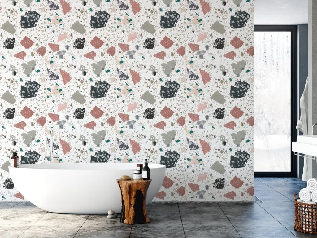 Large Neutral Colors Terrazzo Pattern Wallpaper, Abstract Speckled Design Peel & Stick Wall Mural