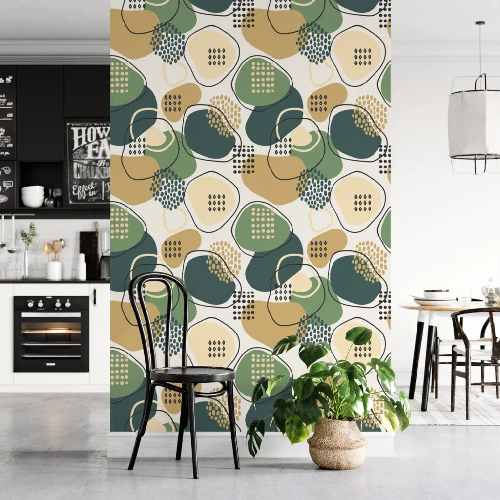 Abstract Shapes And Speckles Illustration Wallpaper, Geometric Pattern Peel & Stick Wall Mural