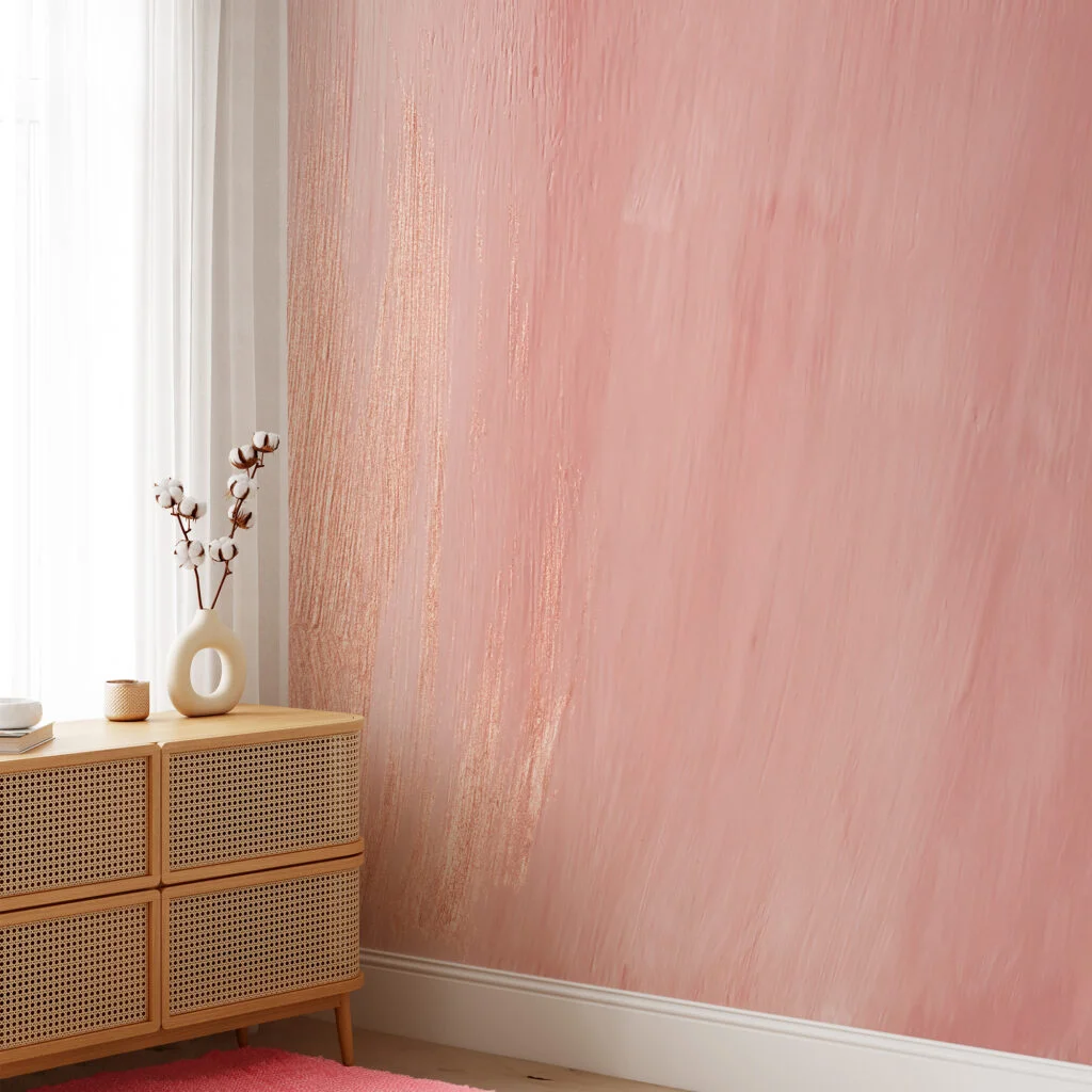 Rose Gold Marble Stroke Wallpaper, Luxe Faux Finish Design Peel & Stick Wall Mural