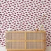 Retro Cartoon Mouths Illustration Wallpaper, Pink Lips Pattern Wallpaper, Line Art Kisses Peel and Stick Wall Mural