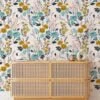 Abstract Flat Art botanical Illustration Wallpaper, Elegant Nature-Inspired Contemporary Decor Peel & Stick Wall Mural