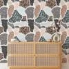 Abstract Leopard Print Illustration Wallpaper, Animal Monochrome & Brown Wall Design Peel & Stick Wall Mural