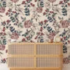 Vintage Flowers Illustration Pattern Wallpaper, Vintage Floral Charm Peel & Stick Wall Mural