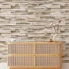 Beige Stone Brick Wall Wallpaper, Classic Limestone Brick Faux Peel & Stick Wall Mural