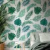 Tropical Leaves Illustration With A White Background Wallpaper, Assorted Greenery Peel & Stick Wall Mural