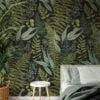 Vintage Style Plants And Leaves With A Dark Background Wallpaper, Nature Inspired Design Peel & Stick Wall Mural