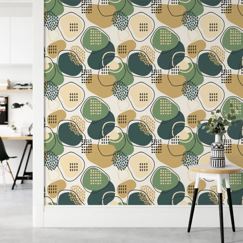 Abstract Shapes And Speckles Illustration Wallpaper, Geometric Pattern Peel & Stick Wall Mural