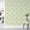 Abstract Green Leaves Illustration Wallpaper, Leaf Harmony Design Peel & Stick Wall Mural