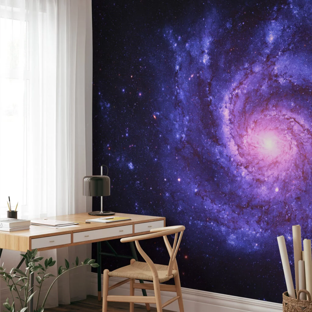 Purple Space Milky Way Wallpaper, Majestic Galaxy Spiral Peel & Stick Wall Mural