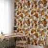 70s Style Circle Patterns Illustration Wallpaper, Retro-Inspired Abstract Dots Peel & Stick Wall Mural