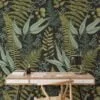 Vintage Style Plants And Leaves With A Dark Background Wallpaper, Nature Inspired Design Peel & Stick Wall Mural