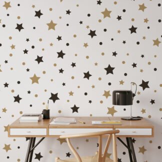 Stars And Dots Nursery Wallpaper, Twinkling Stars For Kids Peel & Stick Wall Mural