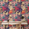 Retro Comic Book Pages With Faces Pattern Illustration Wallpaper, Retro Pop Art Faces Peel & Stick Wall Mural