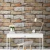Brick Wall Stone Pattern Wallpaper, Detailed Faux Stonework Peel & Stick Wall Mural