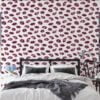 Retro Cartoon Mouths Illustration Wallpaper, Pink Lips Pattern Wallpaper, Line Art Kisses Peel and Stick Wall Mural
