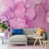 Pink Shades Alcohol Ink Art Marble Wallpaper, Sparkling Pink Marble Peel & Stick Wall Mural