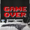 Game Over Video Game Pixel Art Wallpaper, Nostalgic Gamer Wall Decor Peel & Stick Wall Mural