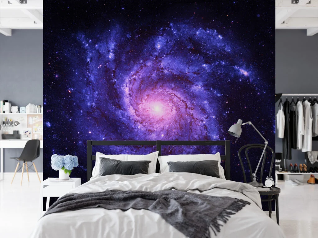 Purple Space Milky Way Wallpaper, Majestic Galaxy Spiral Peel & Stick Wall Mural