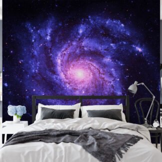 Purple Space Milky Way Wallpaper, Majestic Galaxy Spiral Peel & Stick Wall Mural
