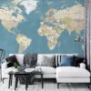 Large World Map Illustration With Every Country Wallpaper, Detailed World Map Peel & Stick Wall Mural