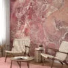 Peach Pink Alcohol Ink Art Marble Wallpaper, Warm Rose Marble Peel & Stick Wall Mural