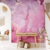 Hot Pink Shades Marble Wallpaper, Dreamy Pink Marble Peel & Stick Wall Mural