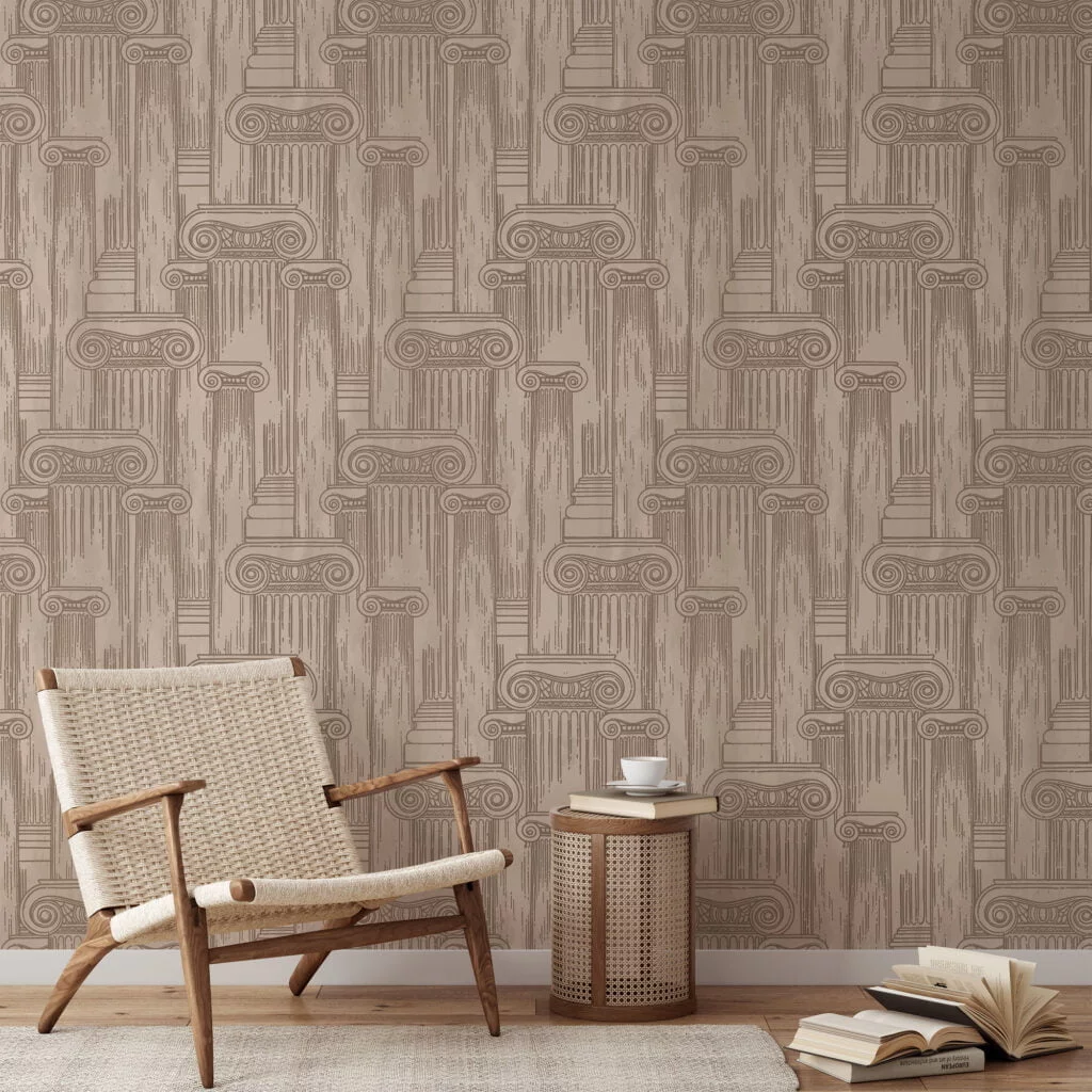 Greek Wall Texture Illustration Wallpaper, Retro Column Pattern Peel & Stick Wall Mural