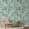 Watercolor Style Green Leaves Pattern Wallpaper, Tranquil Green Foliage Peel & Stick Wall Mural