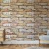 Brick Wall Stone Pattern Wallpaper, Detailed Faux Stonework Peel & Stick Wall Mural